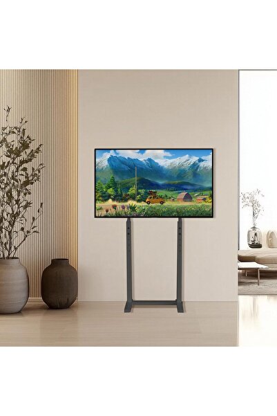 Chulovs Adjustable Floor TV Stand with Wheels and Two AV Shelves for 32-75" TVs (Black-1)