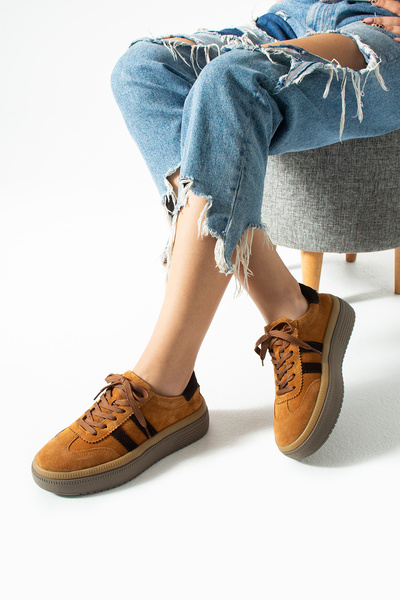 Getcho Γυναικεία αθλητικά παπούτσια Doak από γνήσιο δέρμα σουέτ, μαύρισμα