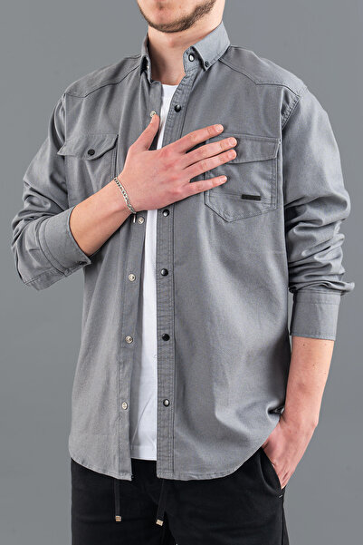 bombe Erkek Slim Fit Dar Kalıp Kot Gömlek