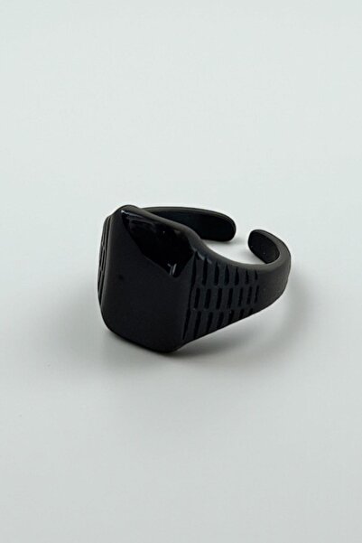 TAKIŞTIR Black Color Adjustable Steel Men Ring