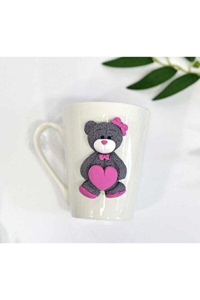Daruri Cu Suflet Handmade Handmade Fimo Mug "Teddy Bear with Pink Heart"