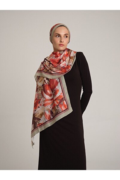 Ayshara شال منقوش بزهرة الكوكباهار من جانب واحد - بلاط أخضر