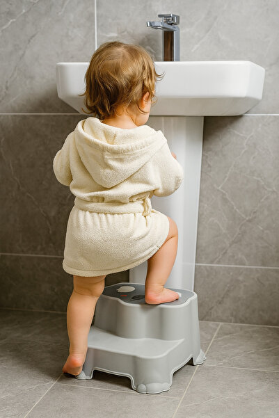 Funny Life Kaydırmaz Taban Çocuk Basamaklı Eğitim Taburesi - Banyo, Lavabo, Klozet Basamak Merdiven Yükseltici