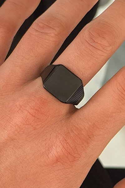 TAKIŞTIR Black Color Adjustable Steel Men Ring