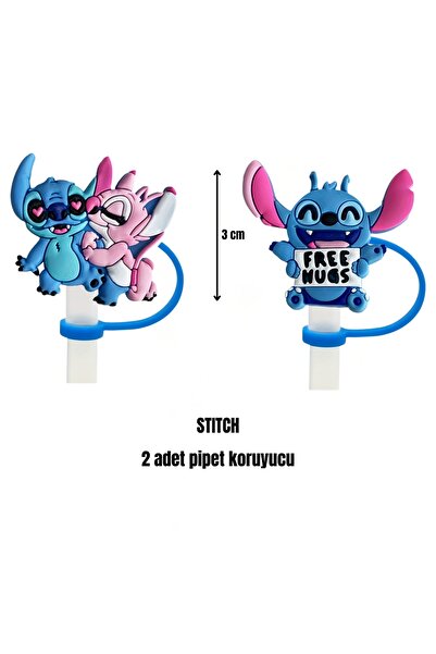 Store Termos Pipet Koruyucu 2 Adet Stitch Pipet Koruyucu Silikon Pipet Kılıfı Pipet Tıpası