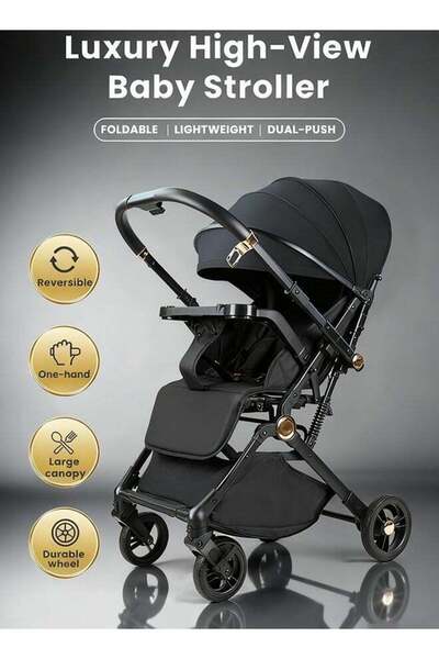 hibobi عربة أطفال من عمر 0 إلى 5 سنوات - قابلة للعكس، مزودة بأربع عجلات لامتص...