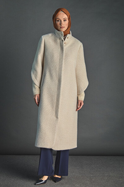 Setrms Yüksek Yakalı Lale Kol Ribanalı Kaban