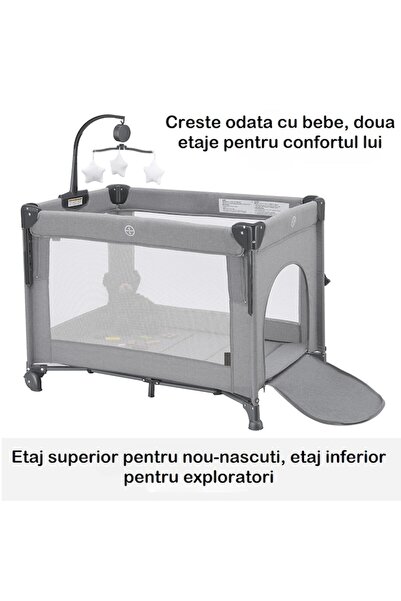 indiggo Kiddo™ HUG Foldable Co‑Sleeper Crib with Sliding Side (Light Slate Gray)