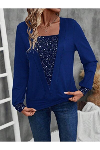 GENCULUS Women's long sleeve v-neck blouse with supreme pattern inside and viscose outside