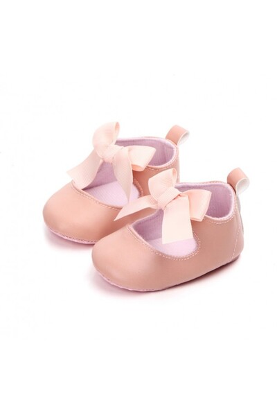 BebeNou Pantofi roz pentru bebeluși cu fundă - MDD0966-4-p14.9-12 luni