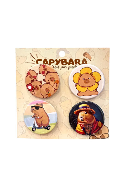 EFBUTİK 4'lü Capybara Rozet Seti