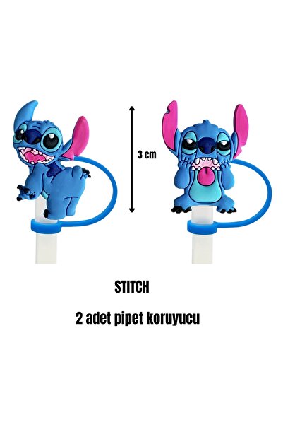 Store Termos Pipet Koruyucu 2 Adet Stitch Pipet Koruyucu Silikon Pipet Kılıfı Pipet Tıpası