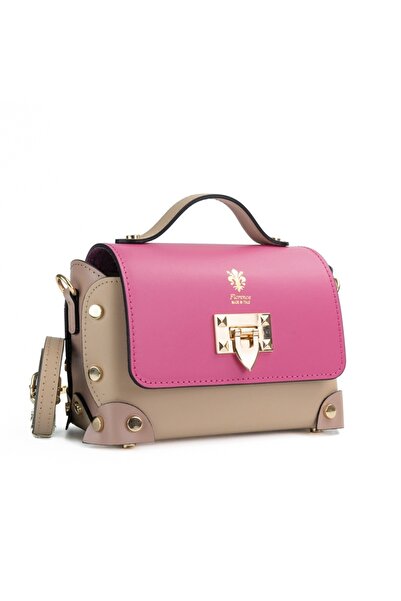 Posete Fagaras Τσάντα Natalia από δέρμα - Φούξια - Ροζ, 1 διαμέρισμα, ρυθμιζό...