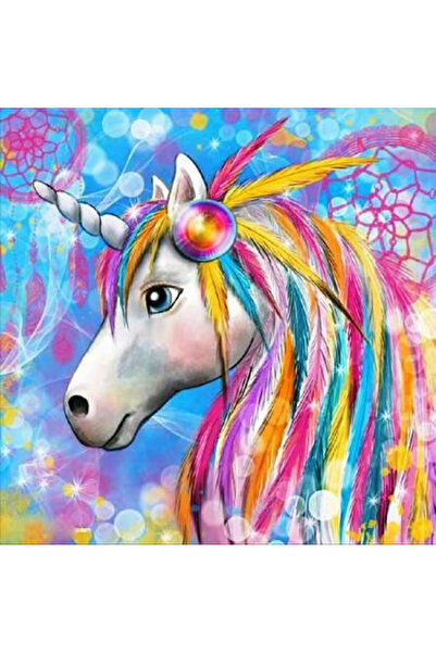 Krista Pictură înrămată pe lemn 014, Zână Unicorn, Pictură cu Diamante, Goble...