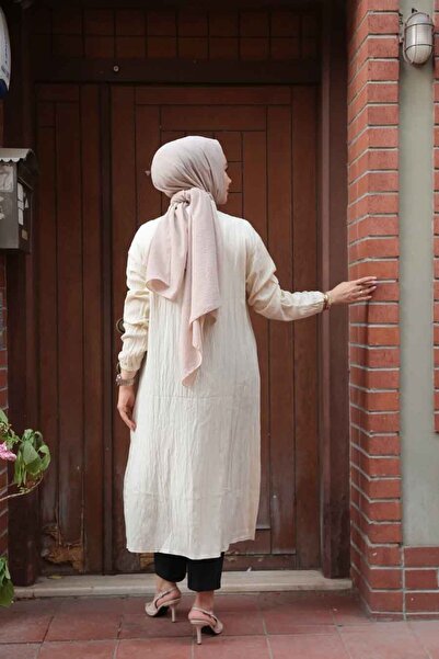 N.S NEVA STYLE Buttoned Beige Hijab Tunic 70551Bej