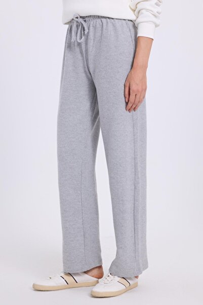 Tudors Women's relaxed fit comfortable wide leg grey pants with drawstring waist