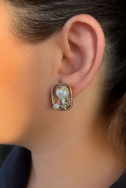 TURBİJ Vintage Flower Detailed Colorful Women's Earrings