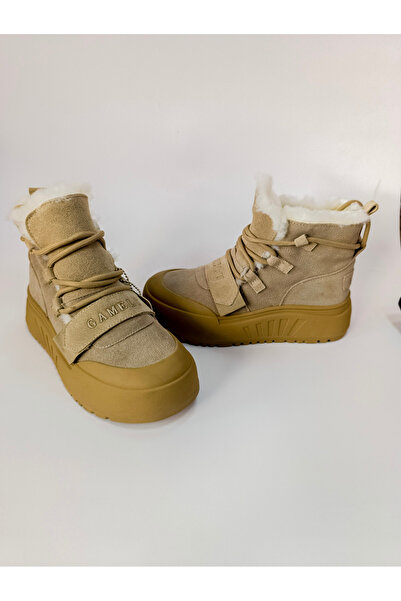 GAMELU Women's Boots Rubber Soft Sole with Fur, with Cords and Laces, for Daily Outdoor Use