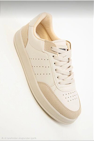 Özkan Ayakkabı Beige Lace-Up Sneaker