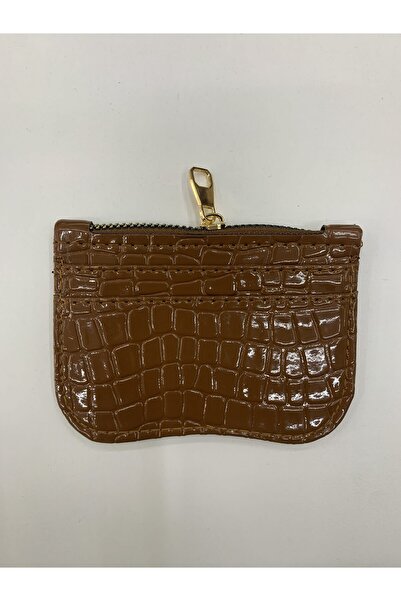 PurpleART Women's Card Holder Oval Patterned Shiny Crocodile Patterned Faux Leather Card Holder 8X12Cm