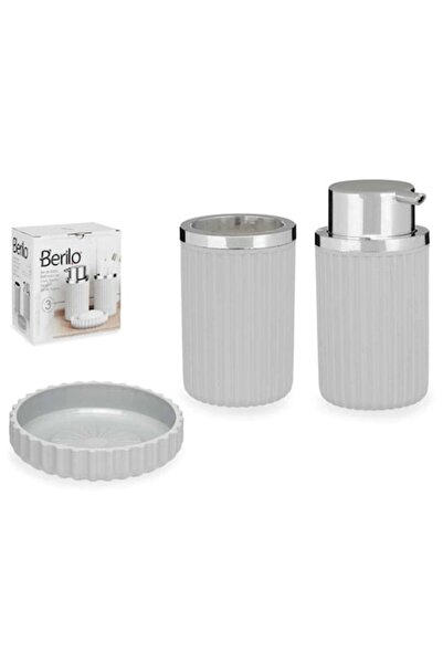 BERILO 3-piece bathroom set Berilo, dispenser, 330ml glass, soap holder, plas...