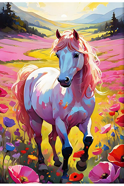 Krista Tablou pe pânză PM705 Pictură pe numere, înrămată, 20x30 cm, Cal alb