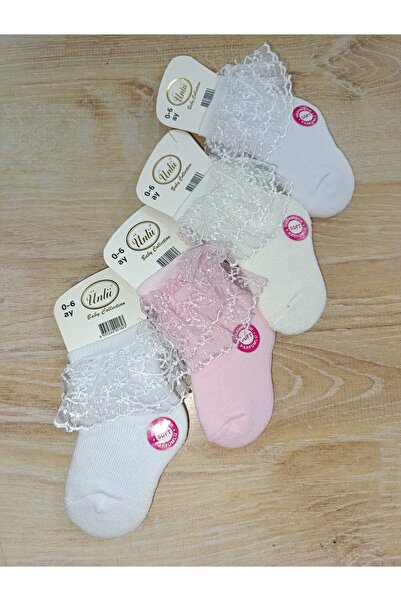 ÜNLÜ ÇORAP BEBEK ÇORABI HAVLU DANTELLİ KIŞLIK 0-6 AY 4ÇİFT