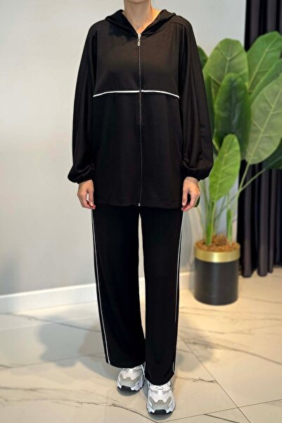 Lale Butik Piped Detail Comfortable Suit 3143 Black