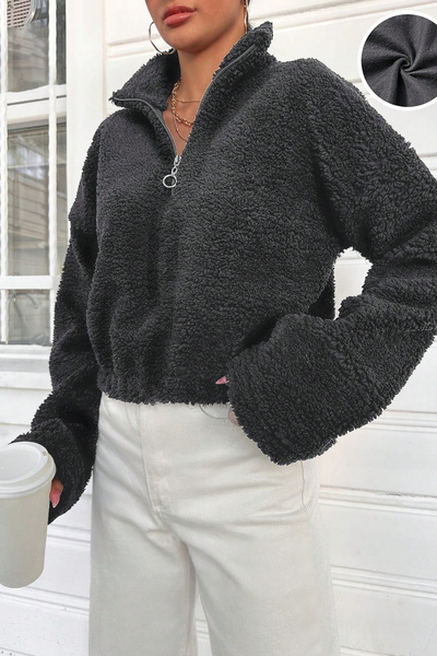 H&E LUXURY DESIGN Women's Soft Textured Plush Fleece Sweatshirt