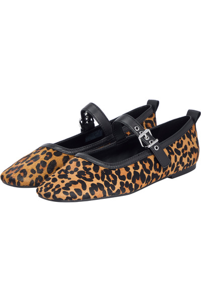 Tommy Hilfiger TJW MARYJANE LEOPARD BALLERINA Kadın Kahverengi Ayakkabı - EN0...