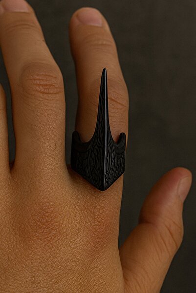 TAKIŞTIR Black Color Adjustable Steel Men Ring