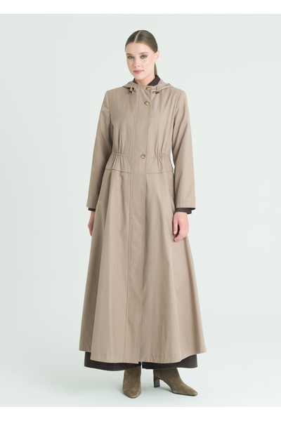 Armağan Bel Büzgülü Kapşonlu Pardesü