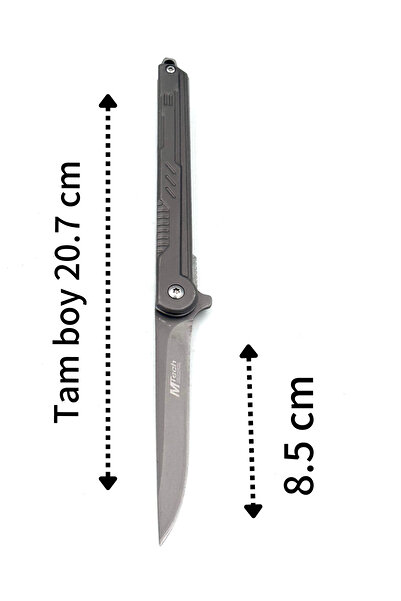 Nokta Outdoor KAMP OUTDOOR BEYEFENDİ GRİ MTECH ÇAKI 20,7 CM KEMER KLİPSLİ KİLİTLİ HAFİF 99 GR