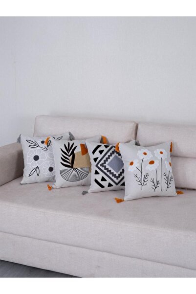 MODALİN Bohemian Woven Decorative Throw Pillow Cover 43X43 cm – Zippered, Fringed