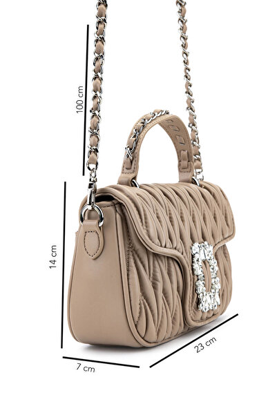 Tamer Tanca Women's Faux Leather Taupe Shoulder Bag