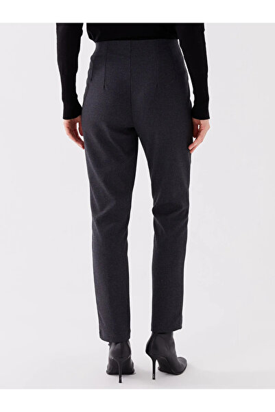 LC Waikiki Lcwaikiki Basic Anthracite Slim Fit Women's Trousers with Stitching Detail