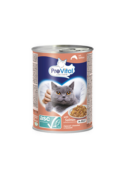 Prevital İthal Somonlu Kedi Maması - Parça Etli 415gr Konserve - Hrană pentru...