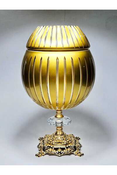 Kristal Market Handmade Cut Crystal Pearl Sphere Pattern Decorative Presentation Holder with Lid Napkin Holder