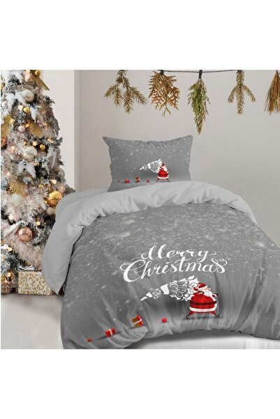 Club Cotton 3D Christmas bedding for 1 person with Santa Claus and Christmas tree, 100% cotton ranforce, Dexy Grey