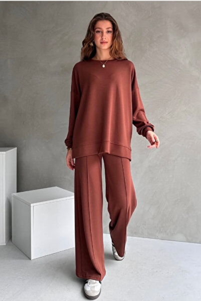 Moda Küpü طقم رياضي نسائي من القماش المودال، (مقاس واسع) قصة مريحة كبيرة الحج...