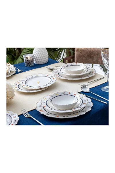 ACAR PORWM6350 Çiçek Desenli Beyaz Yemek Takımı 24 Parça