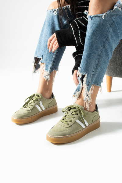 Getcho Γυναικεία αθλητικά παπούτσια από γνήσιο δέρμα σουέτ Moneas