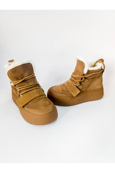 GAMELU Дамски ботуши с мека гумена подметка, подплатени с кожа, с велкро лента и връзки, за ежедневно носене на открито