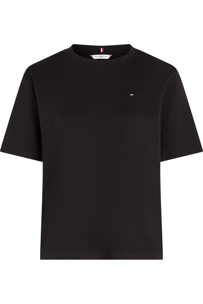 Tommy Hilfiger MODERN INTERLOCK BOXY SS TEE Kadın Siyah T-Shirt - WW0WW47458