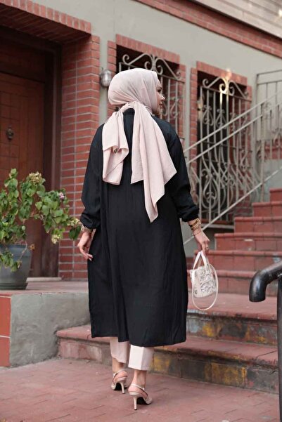 N.S NEVA STYLE Buttoned Black Hijab Tunic 70551S
