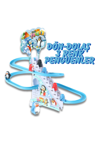 welcomein Işıklı Sesli Jolly Penguin Dön-Dolaş Kayan Penguenler 3 Renkli 3'lü...