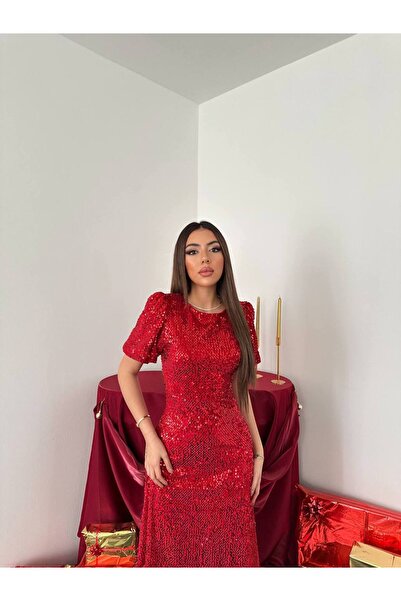 Lady Pixie Kadın Midi Boy Pulpayet Elbise