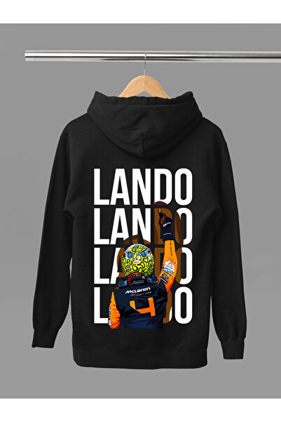 MAGORS سترة رياضية طويلة الأكمام من القطن مطبوع عليها LANDO NORRIS مبطن بالصوف ذات جودة عالية بثلاث خيوط مع غطاء للرأس لسباقات الفورمولا 1