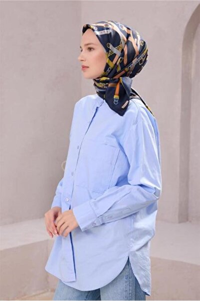 Belli Tivil Pure Silk Scarf 4200 - 03 Μοτίβο ζώνης σε μπλε ναυτικό