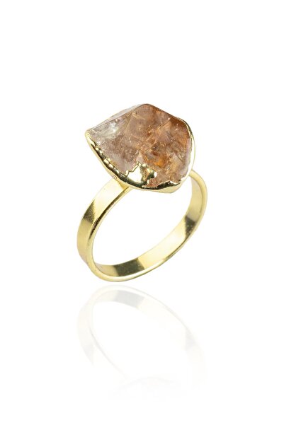 Uçar Doğaltaş Sitrin Doğal Taş Ham Kütle Ayarlanabilir Yüzük